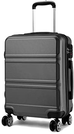 KONO Handgepäck Trolley Koffer 55cm Leicht Hartschalenkoffer Reisekoffer mit 4 Rollen und TSA Schloss, 55x40x22cm, 39Liter, Zwillingsrollen Rollkoffer, ABS Hartschale (Grau, M)