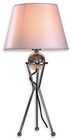 Lampenlux Tischleuchte Tischlampe Brenda mit Stoffschirm und Glaskugel (Montur: chrom; Schirm: weiss, Höhe: 42cm)