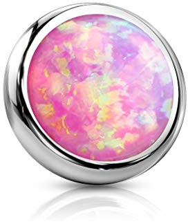 Paula & Fritz® Aufsatz-Dermal Anchor 4 mm Opal pink 316L Chirurgenstahl 1,6 mm Gewinde Haut-Anker Skin Diver Implantat Kugel