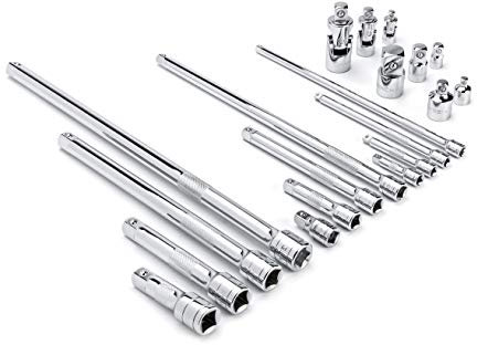 GEARWRENCH 20 Piece 1/4, 3/8, 1/2 Drive Extension, Universal Joint and Adapter Set - 81315A-07