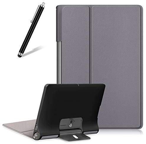 Artfeel Hülle für Lenovo Yoga Smart Tab/Yoga Tab 5 YT-X705F 10.1,Ultra Dünn Leicht Leder Tasche Schutzhülle Verstellbar Multi-Winkel Faltbar Ständer Schlank Klapphülle Abdeckung,Grau