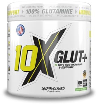 10X Athletic L-Glutamine Powder – 300g, 60 Servings | Unflavoured | 100% Vegan, Gluten & Lactose Free | Informed Sport Certified | Muscle Growth and Recovery | Support Gut Health and Immune System