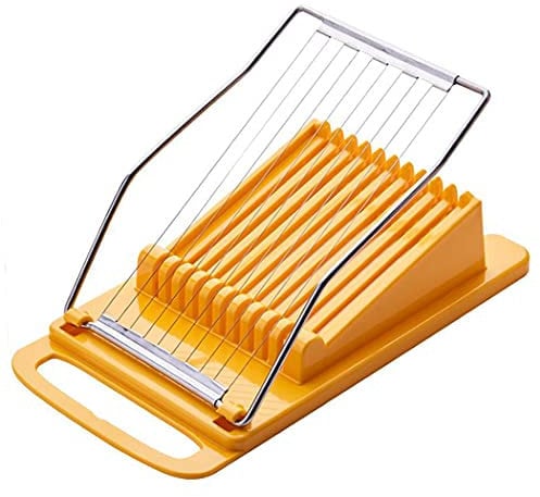 Hoshen Luncheon Meat Slicer, Egg Cutter, Fruit Soft Cheese Slicer, Strengthened Stainless Steel Cutting Line, 10 Slices Evenly Cut,Original Box,Yellow