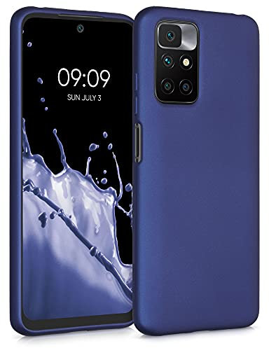 kwmobile Funda para Xiaomi Redmi 10 (2021/2022) Carcasa - Case TPU y Silicona Ultrafino - Antigolpes con Bordes elevados - Apto Carga inalámbrica - Azul Metalizado