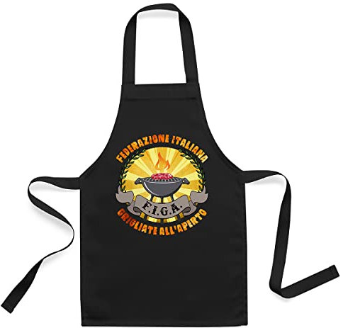 Vulfire Grembiule Barbecue Figa Federazione Italiana grigliate all'aperto. Idea Regalo per Chi AMA Grigliare BBQ… (Nero)