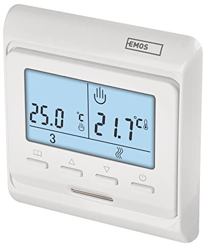 EMOS Termostato Digital para calefacción por Suelo Radiante, Relojes programables con histéresis Ajustable, termostato de Alambre con Sensor de Suelo, regulador de Temperatura Ambiente para Montaje