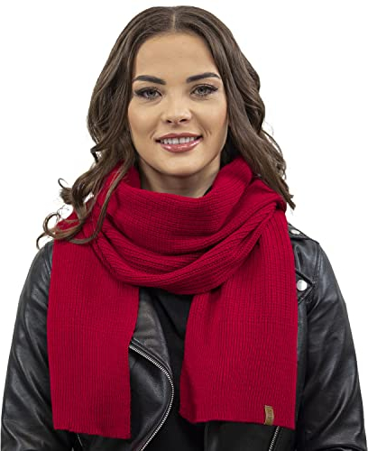 VIVISENCE Damen Winter Schal Aus Modischer Gemütlich Wärmendem Garn Kalte Wintertage Frauen Elegante Trendiger Und Sportliche Outfits Winter Herbst Modell 7042S, Rot,Einheitsgröße