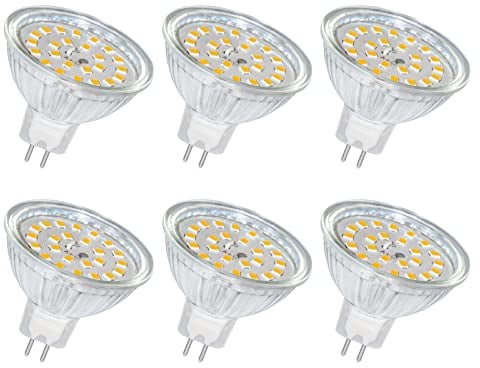 LED Leuchtmittel GU5.3 LED 5W 12V MR16, 500LM Warmweiß 2700K, Nicht Dimmbar, Ersatz für 50W Halogenstrahler, LED Strahler GU5.3 für Deckenleuchte, Landschaftsbeleuchtung, 6 Stück