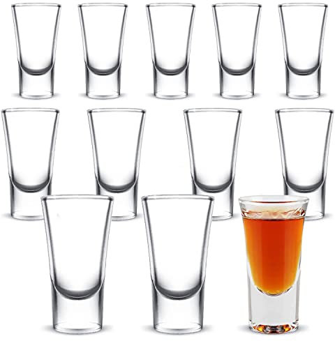 NUWIQ Vasos De Chupito, 12pcs Vasitos de Vidrio para Chupitos, 30ml, para Tequila, Vodka, Whisky, Ginebra