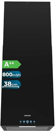 Cecotec Campana Extractora 38Cm En Isla Cuadrada Bolero Flux Ict 388000 Black A++. Acabado En Negro, Succión 800M3/H, Motor 210W, Control Electrónico, Luz, Filtro Carbono