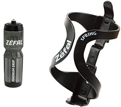 ZEFAL Magnum Bottle, Black, 975ml & Spring Bottle Cage, 1215 - Black