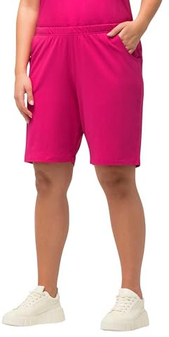 Ulla Popken Jersey-Shorts, Taschen, Elastischer Bund Bermuda, Rosa Fucsia, 50W / 32L Donna
