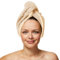 Sowel® Haarturban aus 100% Bio-Baumwolle, Turban Handtuch mit Knopf, Damen und Herren, Sand/Sand