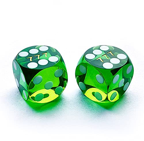 Bescon Professional Precision Dice Round Corner 9/16 (14.3mm) with Random Serial Number, Precision Cut Dice 14.3MM Gem Green, 2pcs Set