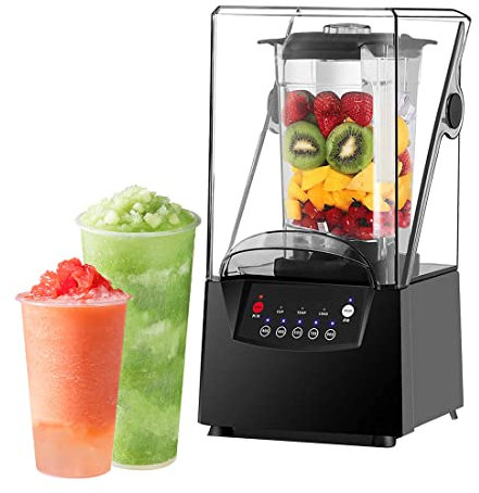 JHLP Commercial Soundproof Smoothie Blender with 5 Presets - 2L Portable Blender for Milk Tea, Coffee, Dessert - 17000RPM, Shredded Ice - Ideal for Leisure Shops