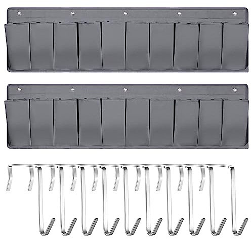 Berlune 2 x Wohnmobil-Schuhaufbewahrungstaschen, Bett, 111,4 cm, hängender Wohnmobil-Organizer mit 10 stabilen Haken für Schuhe, Spielzeug, Werkzeuge, Zubehör (grau)