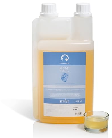STRÖH MSM Pferd flüssig (1l) • Premium Gelenk-Elixier für Pferde mit MSM, Glucosamin & Chondroitin • Für Bänder, Sehnen, Gelenke • Zuckerfrei • Ergänzungsfuttermittel für Pferde