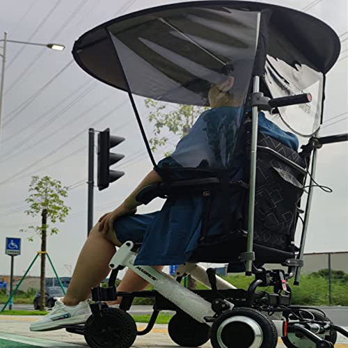 Elektrischer Rollstuhl-Regenschirm, Sonnenschutz, Regenschutz, UV-beständiger Schutz, Rollstuhl-Überdachung, Schirmständer für die meisten Rollstühle