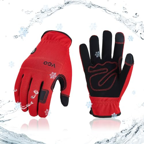 Vgo... 1 Paar Winterarbeitshandschuhe, warme Sicherheitshandschuhe bei kaltem Wetter,Leichte Mechanikerhandschuhe, wasserdicht Touchscreen (NB7581FLWP)