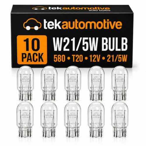 Tek Automotive W21/5W Bulb 580 Bulb Brake & Tail Light 10 Pack | 380W, W3x16q T20, Dual Filament DRL, E-Marked Road Legal