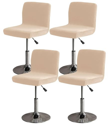 ZRCYXDW Elastisch Samt Barhocker Abdeckung, Barhocker Bezug Weicher Mit Elastischer Unterseite Hussen Für Barhocker Abnehmbarer Barstuhlbezug Mit Rückenlehne Waschbarer-Kamel-4 Stück