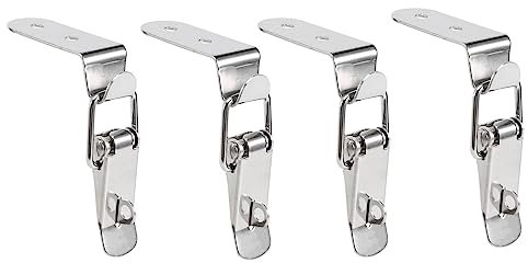 Sknrlko 90 Degrees Duck-Mouth Buckle Hook Lock Stainless Steel Spring Loaded Draw Toggle Latch Clamp Silver Hasp Latch Catch B