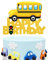 Glitter School Bus Cake Topper Happy Birthday Theme Cake Decor, Child Boys Girls School Themed Party Supplies