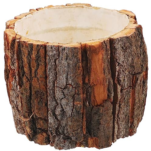 IWOWHERO Pot De Fleurs Dextérieur en Bois Naturel Design en Écorce Décoration De Tronc Darbre