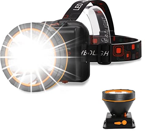 PARAROSE Head Torches Upgrade, 90000 High Lumen Head Torch Rechargeable Super Bright Headtouch, Waterproof USB LED Head Tourch, 2 Modes Headlamp for Outdoor Camping Fishing Hunting Running Biking