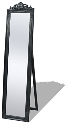 LAPOOH Standspiegel im Barock-Stil 160x40 cm Schwarz, Ganzkörperspiegel, Full Length Mirror, Spiegel Zum Hinstellen, Bodenspiegel, Großer Spiegel, Standing Mirror