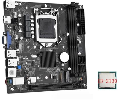 Pyatofly ITX H61 Desktop Motherboard + I3-2130 CPU LGA 1155 PCB Desktop Board Kit Supporto fino a 16GB DDR3 1600MHz RAM Slot Scheda di rete 100M