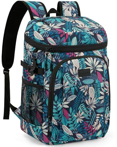 Tuwubi Kühlrucksack 35 Dosen, Rucksackkühler, isoliert, auslaufsicher, für Männer und Frauen, wasserdicht, weiche Seiten, Mittagessen, Camping, Strand, Reisen, Eistruhe, Rucksack, Kühltasche, Blätter