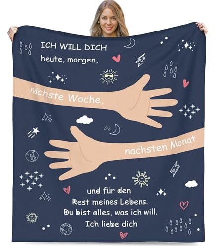 Agamedloay Ich Liebe Dich Geschenke für Frauen Männer Partner Paare Valentinstag Hochzeitstag Geschenke, Kuscheldecke Jahrestag Geschenk für Ihn Sie, Weihnachten Geschenkideen 130 x 150 cm