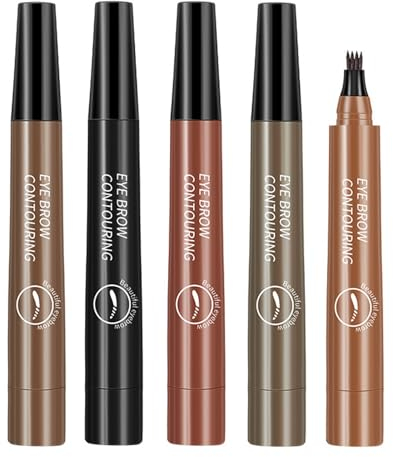 YALiya 5 Stück Flüssiger Augenbrauenstift, mit Vier Gabelspitzen Eyebrow Pencil, Langanhaltenden Augenbrauen Stift Mehrfarbig, Augenbrauenstift Microblading, für Augenbrauen Färben