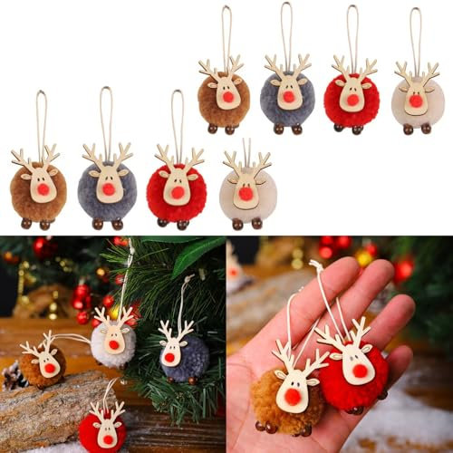 Weihnachtsbaum Anhänger 8 Stück Elch Weihnachtsdekoration Weihnachtsanhänger für Weihnachtsdeko Christbaumschmuck Weihnachten Party Dekoration