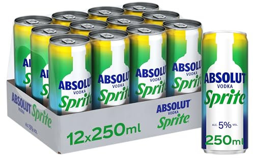 Absolut Vodka con Sprite, Cóctel Clásico y Refrescante,Bebida Preparada con 5% de Alcohol- Pack de 12 Latas de 250 ml