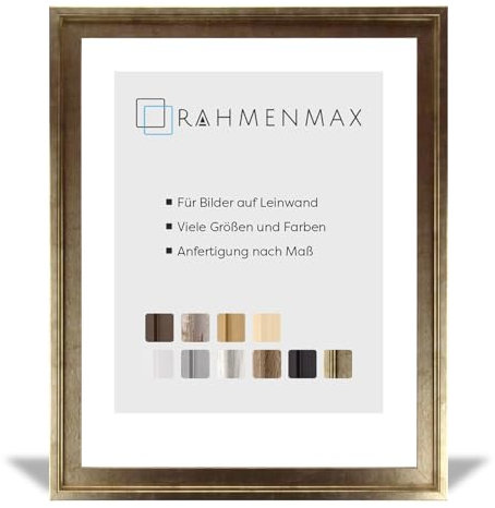 RahmenMax MDF-Leerrahmen ASTURIEN speziell für Leinwandbilder BZW. Keilrahmenbilder im Format 75 x 80 cm. Schattenfugenrahmen in der Farbe: Gold Antik Dekor. 10 Farben zur Auswahl
