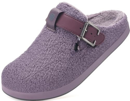 Pantofole da Donna Uomo Invernali Calde Pelliccia Zoccoli e Sabot Scarpe da Giardino Comode Ciabatte Pelose Indoor Outdoor,Viola,36 EU