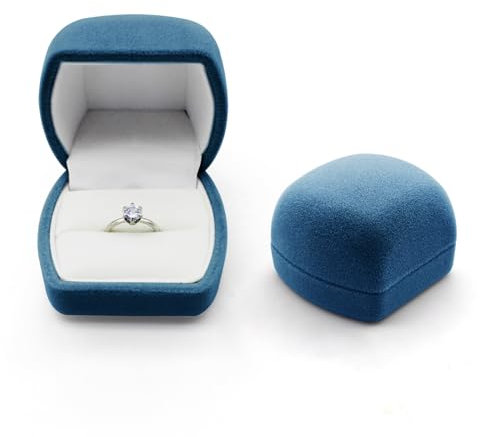 AfitLulu Ringbox Samt Ring Aufbewahrung Ringbox Hochzeit Elliptisch Verlobungsring Box für Vorschläge, Verlobungen und Hochzeiten (Blau)