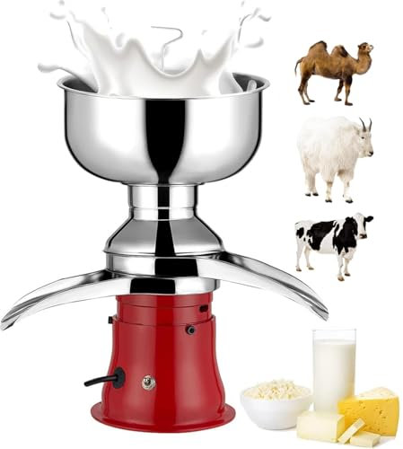 HDaspijh Separatore Centrifugo per Crema di Latte, Macchinetta Separatore di Crema Elettrico in Acciaio Inox 50 L/H 9500 Giri/min, Separatore di Crema di Latte per Latte di Capra, Latte di Cavallo