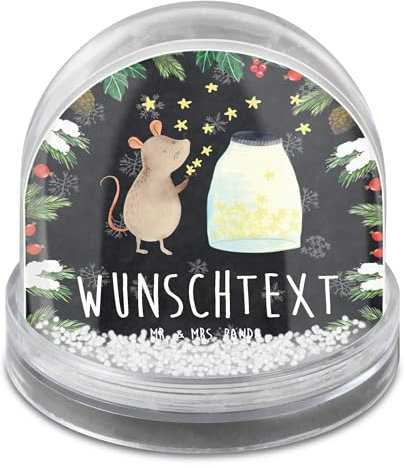 Mr. & Mrs. Panda Personalisierte Schneekugel Maus Sterne - Geschenke, Taufe, Kindergeburtstag, personalisiert, Geburtstag, Lustige Sprüche, Selbst Gestalten, Individuelle, Wunsch, Personalisierbare