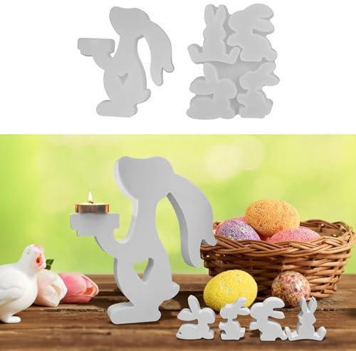 Skeadex Silikonform Ostern Gips Zum Gießen Osterhase Gießform Kaninchen Silikonformen Ostern Giessform Silikon Frühling für DIY
