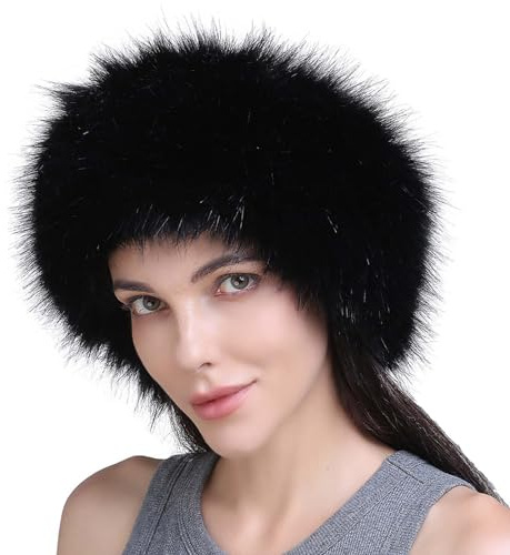YEKEYI Bandeau en fausse fourrure pour femme avec cache-oreilles élastique pour l'hiver par temps froid