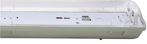 VZLED - Pantalla estanca para 2 tubos led 60 cm (SIN TUBO), pantalla doble estanca, iluminación garaje, iluminación fluorescente, pantalla fluorescente estanca (Pack 1 ud para 2 tubos 60 cm SIN TUBO)