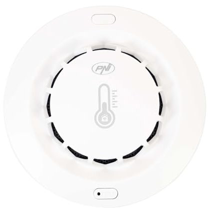 Sensor de Humo, Temperatura y Humedad PNI SafeHouse A022 con Wi-Fi, Compatible con la aplicación Tuya, Alarma Sonora de 80dB, alimentación 3V