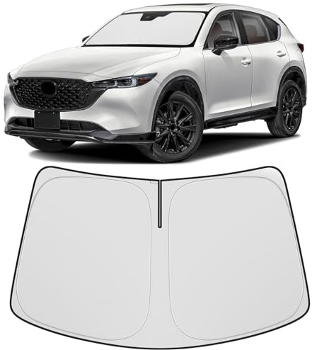 Hugeek Parasol para Parabrisas Compatible con Mazda CX5 2017-2023 2024 2025. Accesorios Plegables para Ventana Delantera, Protector de Visera Solar Que bloquea los Rayos UV (para Mazda CX5 2017-2025)