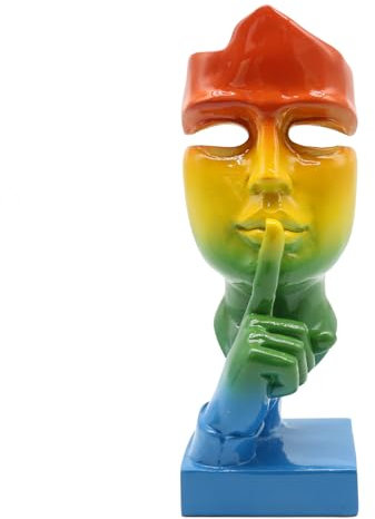 Lukitas The Thinker Statue und Figur – Stille ist goldfarbene, bunte Skulptur, dekoratives Ornament für Heimdekoration, Büro, Regal, Harz