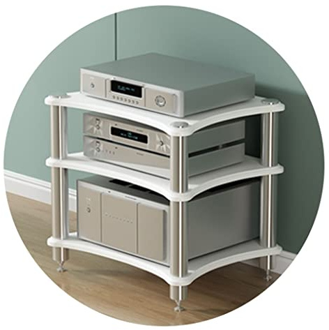 HiFi-Regal, AV-Regal, 1/2/3/4 Ebenen, TV-Ständer, TV-Schrank, HiFi-Verstärker, Schrank, Schrank, Lautsprecherregal, Verstärker-Rack (Farbe: Weiß, Größe: 60 x 48 x 40 cm (2 Ebenen)