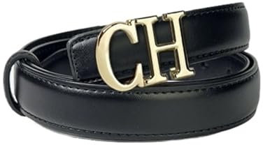 Generisch Damen Taillengürtel, schlichter Gürtel mit Buchstabenschnalle aus Metall, Damenkleid, Jeanshose, Damengürtel, Ledergürtel(Black)