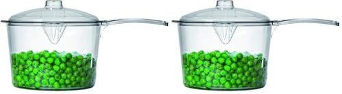 Easycook Microwave Sauce Pan, Clear, 500ml, Poly-Carbonate Finish, Microwave Safe, Durable, Stylish, Includes Sauce Pan and Lid (Pack of 2)
